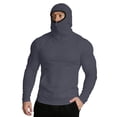 thumbnail image 4 of Mens Tops Long Sleeve Solid Color Hooded Sunscreen Top with Zipper Casual Sports Pullover Top, 4 of 8