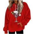 thumbnail image 5 of Fewfanhot Womens Oversized Sweatshirt Funny Santa Claus Graphic Hoodie Trendy Warm Fuzzy Fleece Pullover Hoodie, 5 of 7