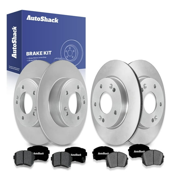 AutoShack Front & Rear Brake Rotors Premium Ceramic Brake Pads | Replacement For 2020 Hyundai Kona 2.0L FWD | Coated | 12-PC Brake Kit | ArmorStop