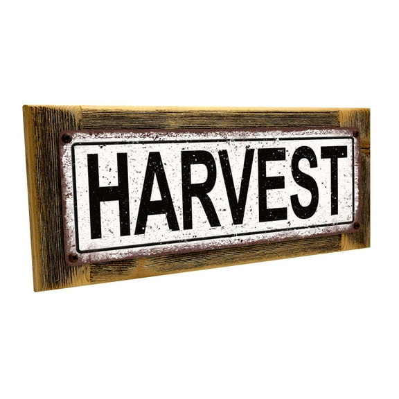 Framed Harveest 4"x12" Metal Sign, Wall Décor for Seasonal and Holidays