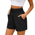 thumbnail image 6 of Smocked Waist Shorts Women High Waisted Lightweight Casual Summer Beach Vacation Shorts Black XXL, 6 of 6