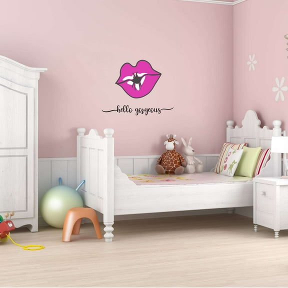 GRL PWR Girl Power Lips Hello Gorgeous Kind Smart Brave Enough Beautiful Crown Prince Unicorns Royalty Sweet Dreams Decorating Ideas Wall Decal Sticker Girls Rule - Size: 10 In X 8 In