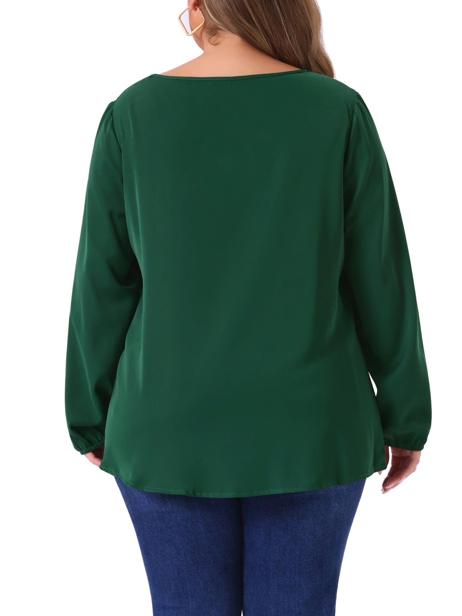 DARING DIVA Women's Plus Summer Blouses Lace V Neck Casual Shirts Tops 1X Dark Green