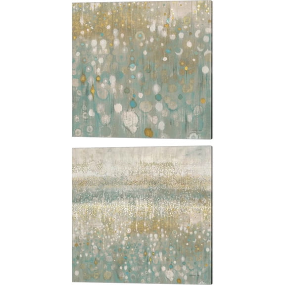 Great Art Now Rain Abstract Neutral by Danhui Nai 2 Piece Canvas Art Set Each 14"W x 14H