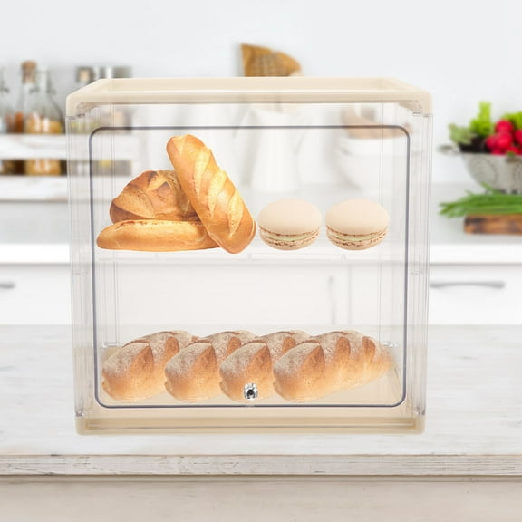 HAMPPLIES 1Pack Kitchen Organizers and Storage Clear White Plastic Bread Box