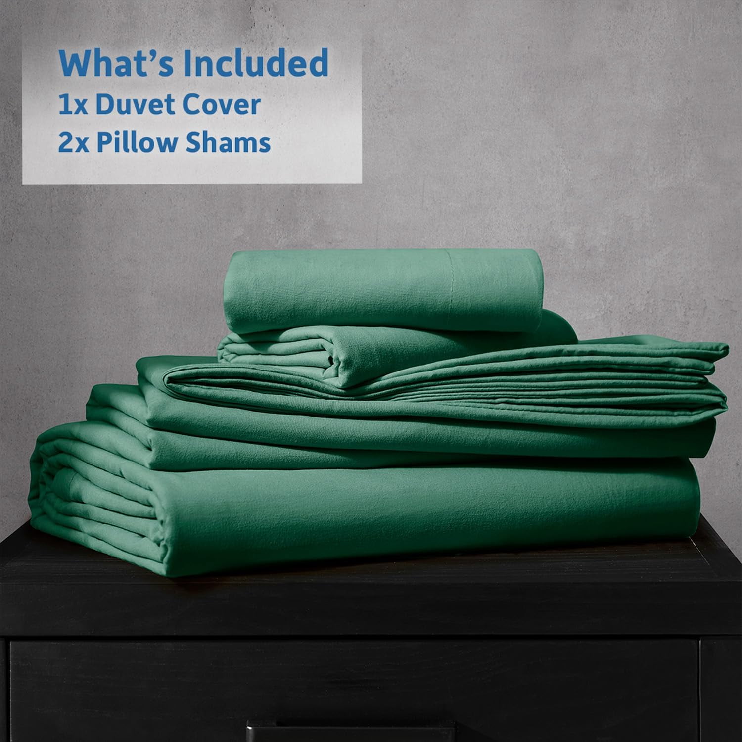 LammaLoe Duvet Cover California King Size, Soft Prewashed 3-Piece Duvet Cover Bedding Set with Pillow Shams, Dark Green