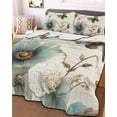 thumbnail image 2 of Quilts Full Size, Turquoise Tulip Soft Comforter Bedding Set for Bed, Spring Vintage Botanical Butterfly Floral Lightweight Quilted Bedspread with Pillow Cover(2 Pieces) for All Season, 78x90 Inch, 2 of 6