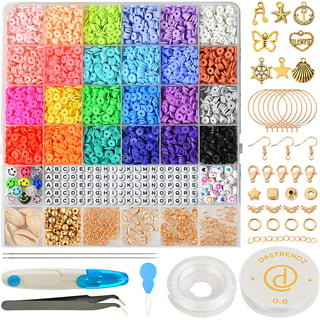 Clay Beads Jewelry Making Kit 10,500PCS - Complete Bracelet Making Kit for  Kids with Flat Beads, Polymer Clay Flat Letter Beads, Preppy Bracelet Kit