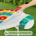 thumbnail image 5 of Colorful Tie Dye Flower Pattern Round Fitted Tablecloth with Elastic Edge,Dining Table Cover Waterproof,Outdoor Round Tablecloth for Camping,Dining,Indoor and Outdoor, 5 of 7