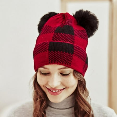 

Merotable Christmas Mother Kids Hat Baby Warm Knitted Kids Cap Elastic Family Parent Children Hats