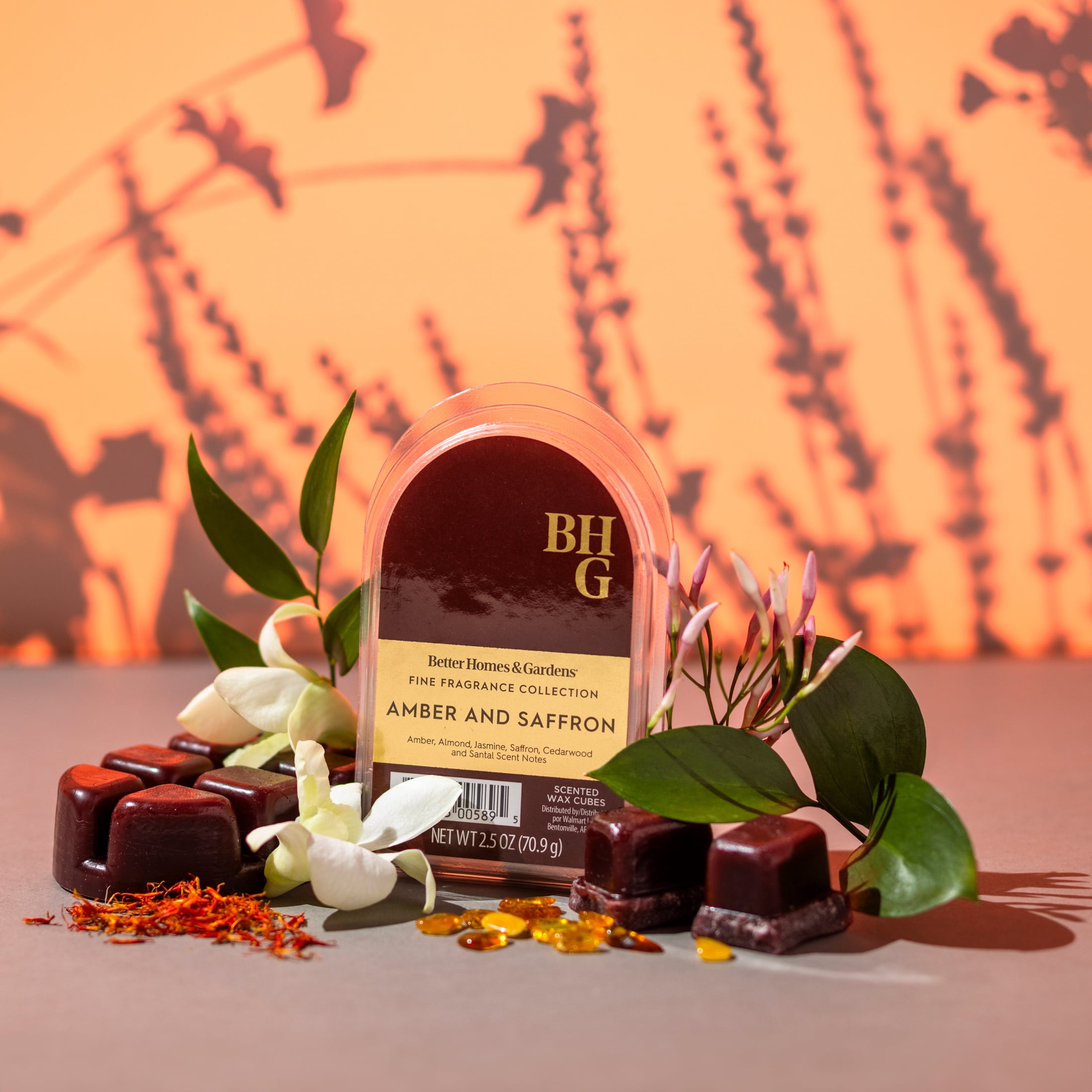 Better Homes & Gardens Fine Fragrance Collection, Amber and Saffron Scented Wax Melts, 2.5oz