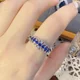 thumbnail image 3 of Anillo de mujer delicado con diseño de corte medieval elegante y vintage de Y&Y con un avanzado sentido del corindón azul irregular con microincrustaciones, 3 of 5