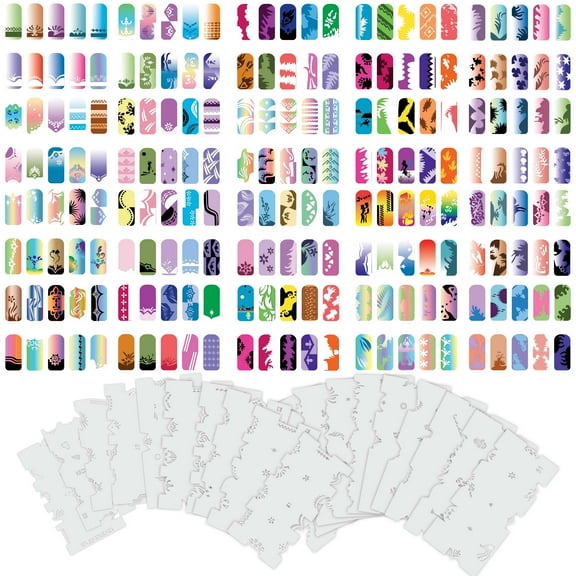 Custom Body Art Airbrush Nail Stencils - Design Series Set # 5 includes 20 Individual Nail Templates with 13 Designs