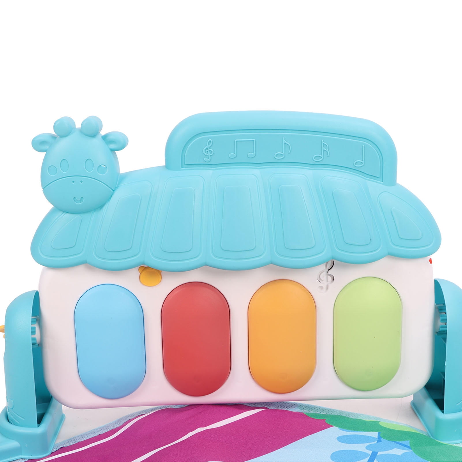 LAZIOEGR Green Baby Gym Play Mat with Detachable Piano & 5-Color Rattles - Sensory Development, Easy-Fold, for Infants & Toddlers