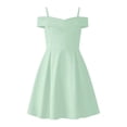 thumbnail image 4 of Glisme Big Girls Dress Solid Color Short Sleeve Off The Shoulder Back To School Formal Princess Girls Dresses, 4 of 4