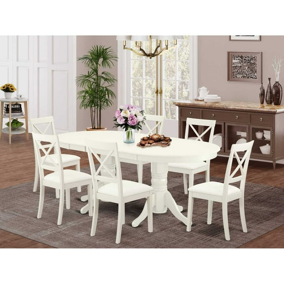 East West Furniture Dining Room Set Linen White, VABO7-LWH-LC