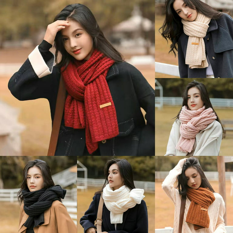 Anvazise Women Scarf Solid Color Keep Warm Skin-friendly Woolen
