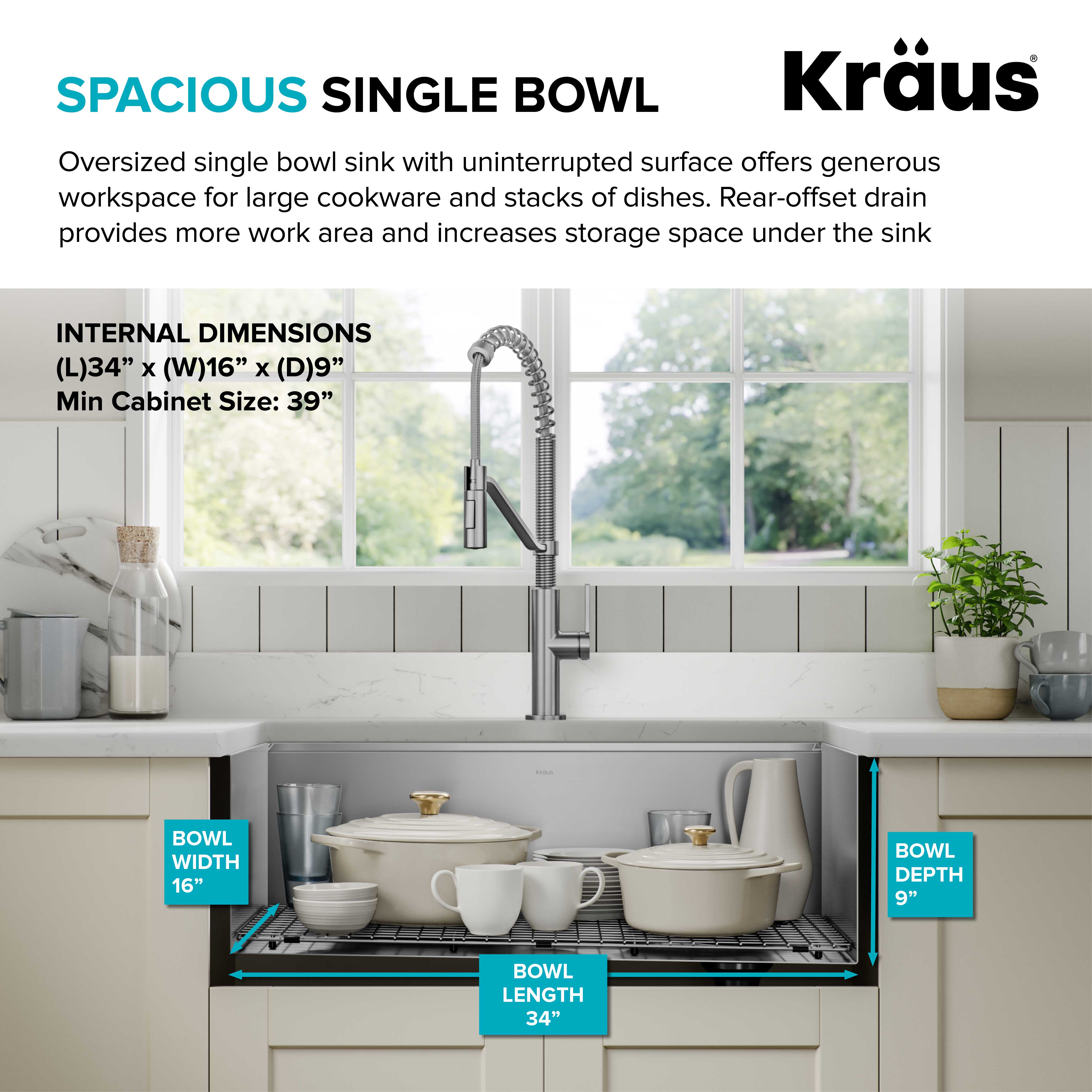 Kraus Kore36Undermount Workstation 16 Gauge Stainless Steel Single Bowl Kitchen Sink with Accessories - image 5 of 15