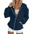 thumbnail image 4 of Ailaofu Women's Lightweight Hoodies Full Zip Up Oversized Sweatshirts with Pockets Long Sleeve Thin Casual Hooded Jackets, 4 of 7