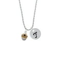 thumbnail image 2 of Delight Jewelry Goldtone Wide Black Dots on Tan Spinner Silvertone Script Initial Disc - F - Charm Necklace, 20"+3", 2 of 4