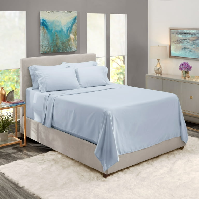 Alpine Swiss 4 Piece Microfiber Bed Sheet Set King Super Soft Hotel Luxury  Bedding Pillowcases Sheets 16 inch Deep Pocket Blue