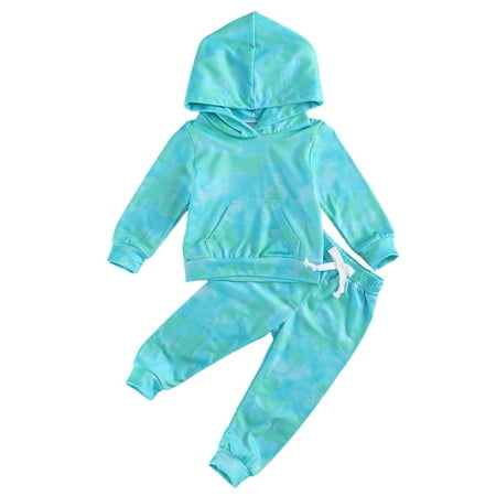 

Bindweed 6 Color Kids Boy GIrl Spring Fall Tie-Dye Hoodies Tops Pants 2PCS MHXX
