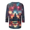 thumbnail image 4 of VEKDONE Tenues de Réveillon du Nouvel An pour Femmes, Hauts Décontractés à Manches 3/4 et Col Rond Imprimés, Multicolore TTTG, 4 of 5