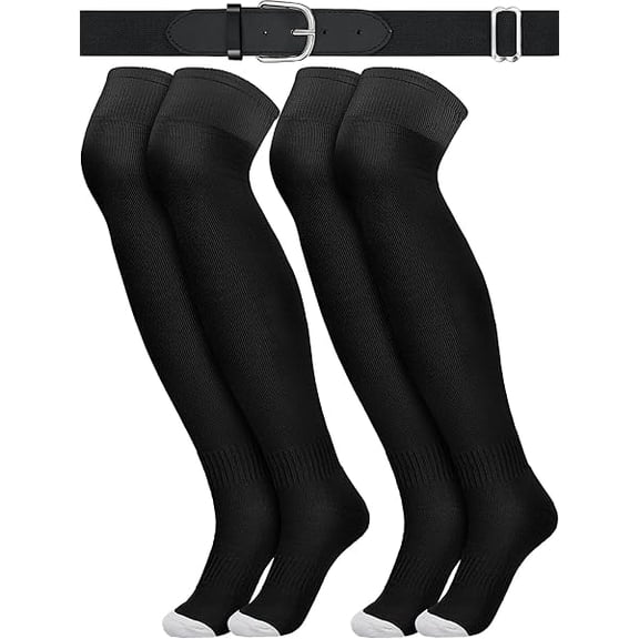 Eryueer3 Pcs Baseball Belt and Socks Combo Youth Over Knee Sock Men's Baseball Belts Stockings Softball Belt