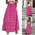 thumbnail image 2 of Womens Multilayer Ruffle Tulle Skirt Sweet Pleated Highs Waist Maxi Skirt Fairys Cake Dress Long Tutus Party Skirt Gifts, 2 of 8