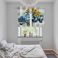 thumbnail image 5 of Blue Truck Yellow Sunflower Kitchen Curtains Small Short 39 Inch Length, Summer Teal Plaid Vintage Grommet Top Bedroom Living Room Curtains, Light Filtering Cafe Curtain Drapes 2 Panels Set 55''x39'', 5 of 9
