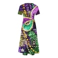 thumbnail image 6 of Summer Fashion Beach Dress for Womenm Plus Size Mardi Gras Printed Carnival Short Sleeve Crewneck Dress Casual Flowy Tiered Maxi Beach Dress With Pockets Present for Women on Sale, 6 of 6