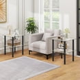 thumbnail image 3 of Giantex Square End Table, Small Sofa Side Table w/Clear Tempered Glass Top, Black, 3 of 7