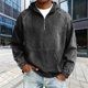 thumbnail image 1 of Ceisia Men's Loose Fit Washed Distressed Denim Half-Zip Hooded Pullover Sweatshirt Gifts, 1 of 7