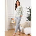 thumbnail image 2 of DARING DIVA Lounge Cotton Striped Long Sleeve Pants Set Sleepwear XS Stripe, 2 of 7