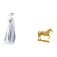 thumbnail image 5 of Dualoai Porcelain Lady Horse Figurine Modern Nordic Girl Statue Animal Sculpture Resin Engraved Ornament for Shelf Cabinet Desk Home Office Decor, 5 of 8