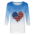 thumbnail image 4 of IROINNID Women's Round Neck T-Shirt Fashion Casual Stitching 3/4 Sleeve Tops 4th Of July, 4 of 4