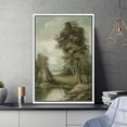 thumbnail image 4 of PixonSign Framed Wall Art Old Cottage Near Forest Tree Lake Floral/Botanical Nature Artwork Farmhouse Oil Paintings Modern Scenery Canvas Prints Contemporary for Rooms - 24"x36" White, 4 of 5