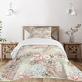 thumbnail image 3 of Ambesonne Floral Quilted Bedspread Set 2 Pcs, Romantic Wildflowers, Twin Size, Pale Green Brown Peach, 3 of 6