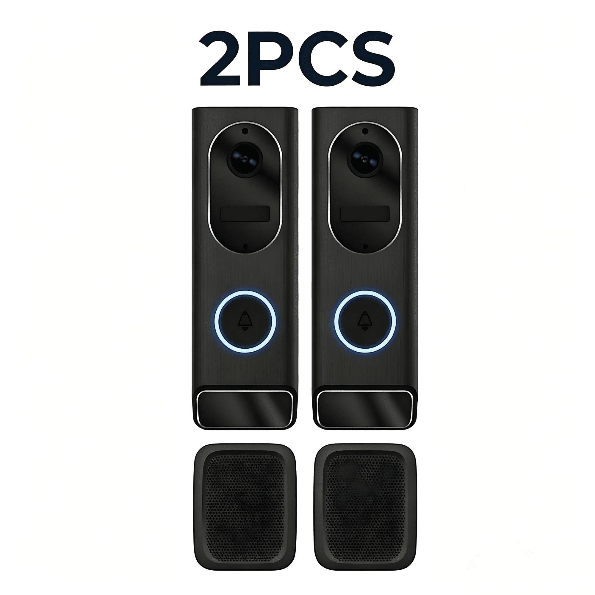 2‑Pack Smart Video Doorbell Camera, 2.4G WiFi 1080P HD Security Doorbell, Radar Human & Package Detection, Night Vision, 2‑Way Talk, IP65 Waterproof