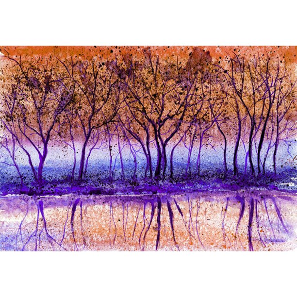 Taladro Pintura Diamante (DE1839) Cuadro Reflejo de Árbol DIY Completo 5D Kit Redondo 30x40cm FLhrweasw Nuevo