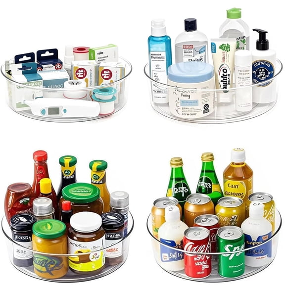 Organizador giratorio Lazy Susan YCLADEC, 29,2 cm, transparente, paquete de 4