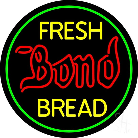 Fresh Bond Bread LED Neon Sign 26 x 26 - inches, Black Square Cut Acrylic Backing, with Dimmer - Bright and Premium built indoor LED Neon Sign for restaurant window and interior decor.