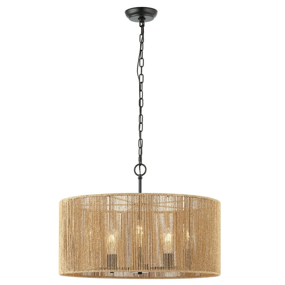 SAFAVIEH Rylumi 5-Light LED Natural Paper Pendant Light with Brown Shade