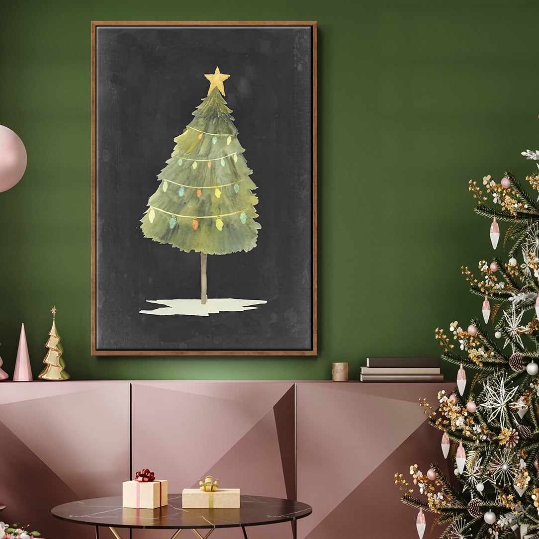 Christmas Glow I - Framed Gallery Wrapped Holiday Canvas - 17 x 25 - Rosewood Frame