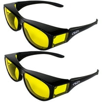 Two (2) Pairs Escort Safety Glasses Fits Over Most Prescription Eyewear Yellow Lenses