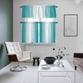 thumbnail image 4 of Teal Ombre Kitchen Curtains Sets for Windows 36 Inch Length, Turquoise White Gradient Modern Abstract Art Rod Pocket Window Treatments Tier Curtains and Valances Set for Bedroom/Bathroom, 4 of 8