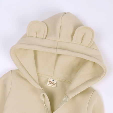 

Newborn Baby Boys Girl Winter Onesies Cotton Cartoon Bear Warm Hooded Onesie Zipper Baby Crawl Suit One-Piece Set for 3T-12T