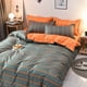 thumbnail image 5 of Juego de funda nórdica naranja y verde, juego de cama de 3 piezas, juego de edredón con estampado moderno para cama doble King Queen con 1 funda de edredón y 2 fundas de almohada, 5 of 5