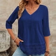 thumbnail image 2 of Camisas Y Tops de Verano de Mujer Estilo Bosque Francés Camisa de Bordado Hueco Cuello Redondo de Poliéster Camisas de Manga Corta para Mujeres Verano, 2 of 7