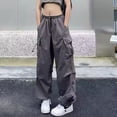 thumbnail image 3 of Autumn New Fashion Wide Leg Pants Women's Large Size Overalls Harajuku High Waist Pocket Loose Pants Women's Clothing Women's Pants-2-M, 3 of 5